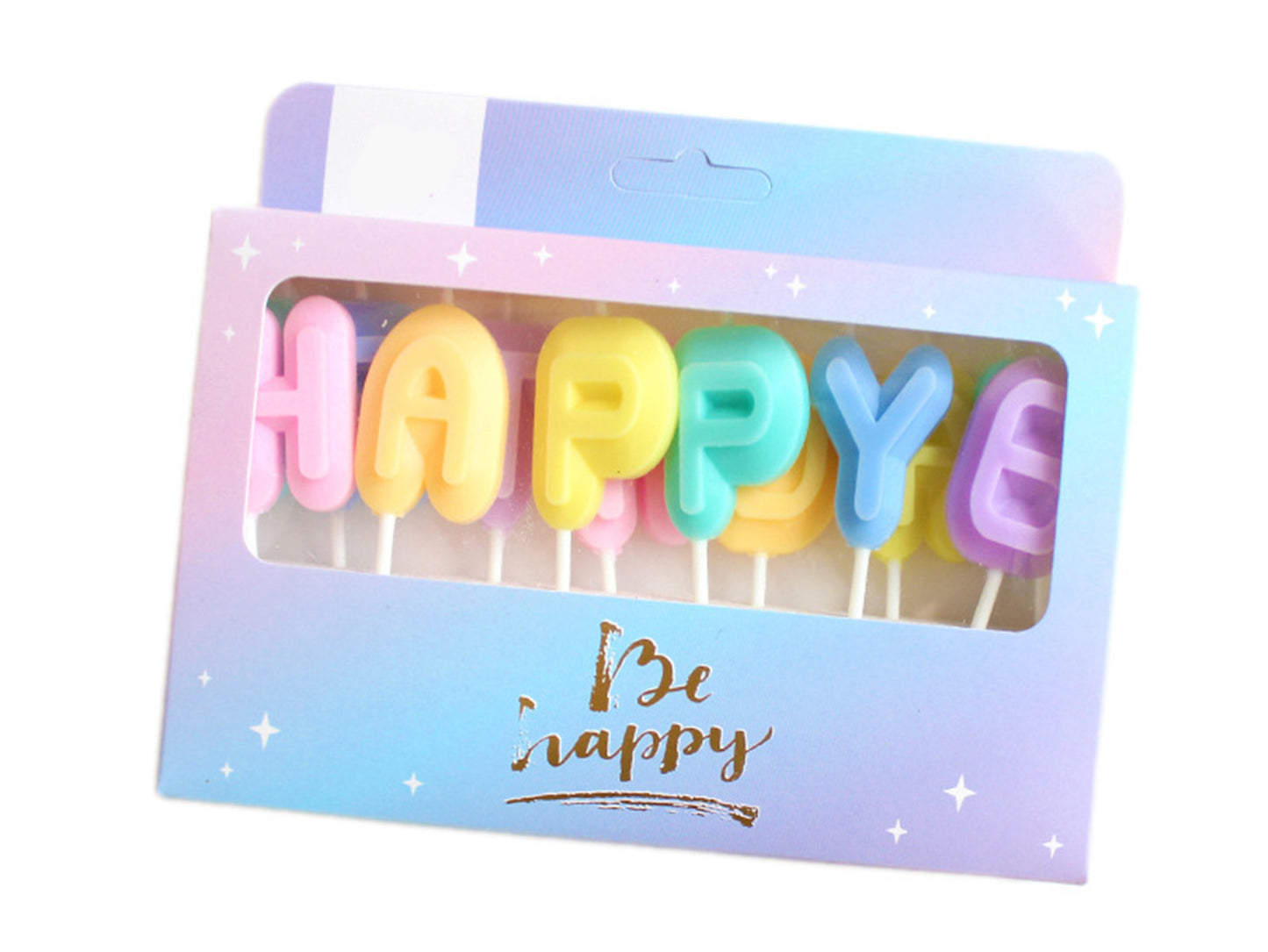 Macaron Happy Birthday Letter Candles, Colorful Birthday Cake Candle