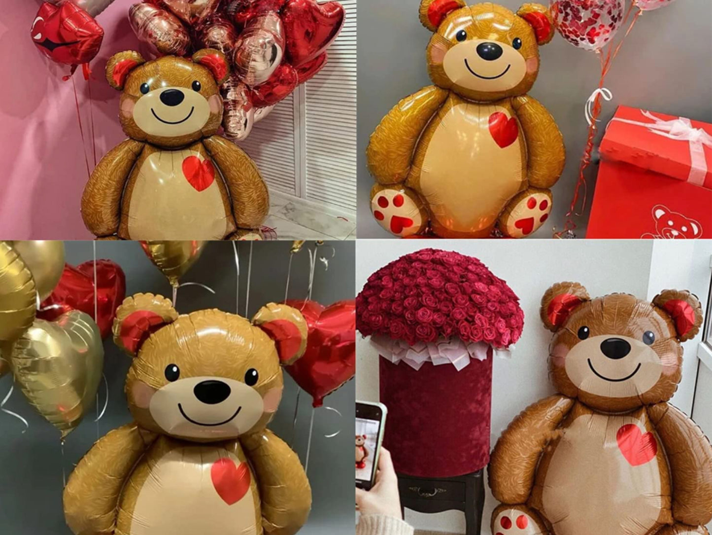 Love Heart Bear Balloons, Aluminum Foil Balloons