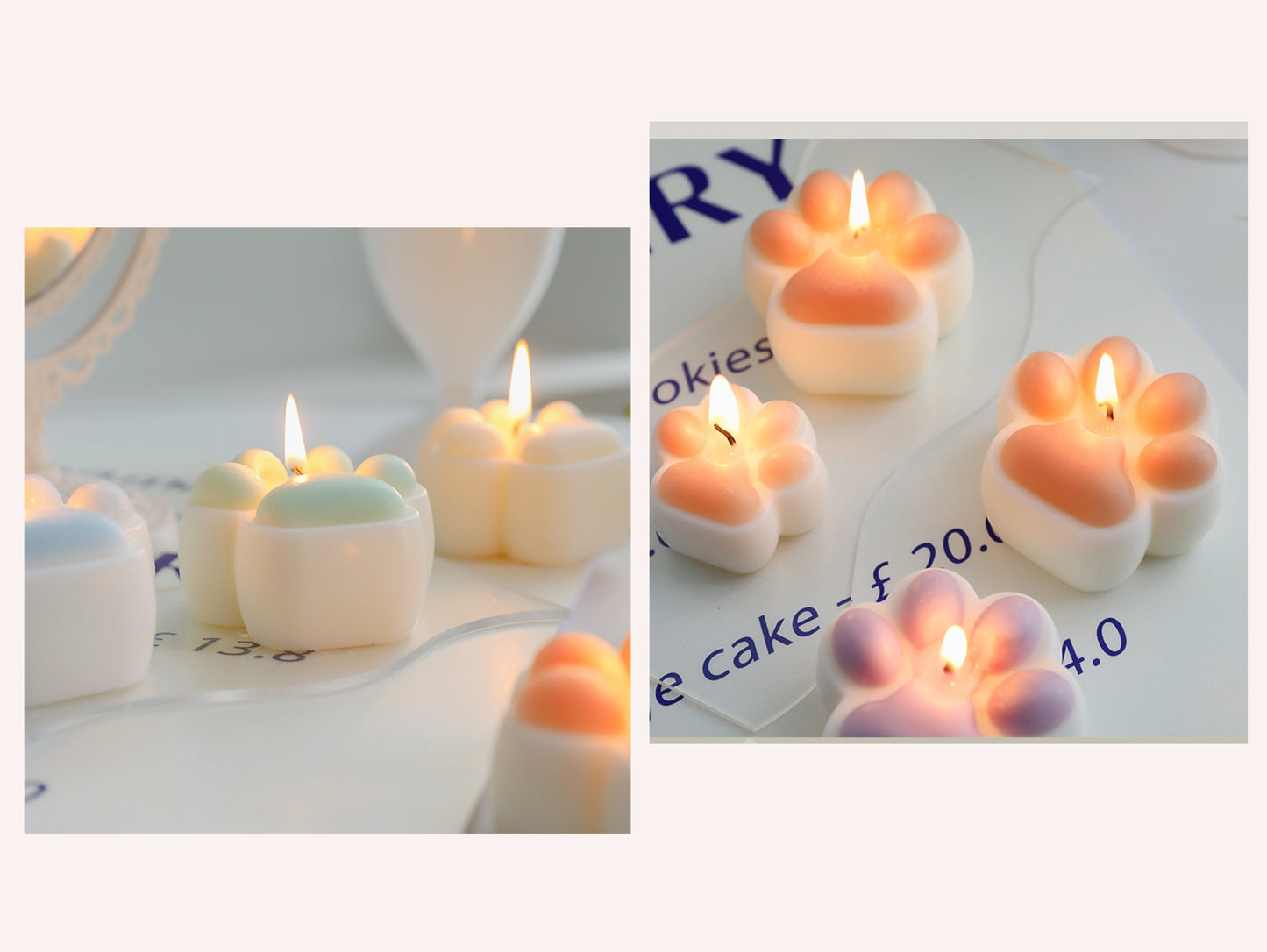 Handmade Cat Paw Shaped Scented Candles, Cat Paw Soy Wax Candles