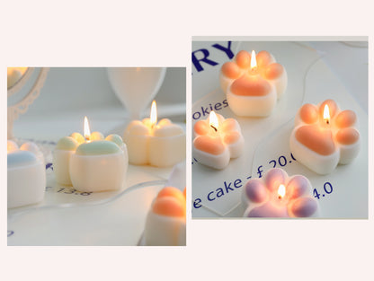 Handmade Cat Paw Shaped Scented Candles, Cat Paw Soy Wax Candles