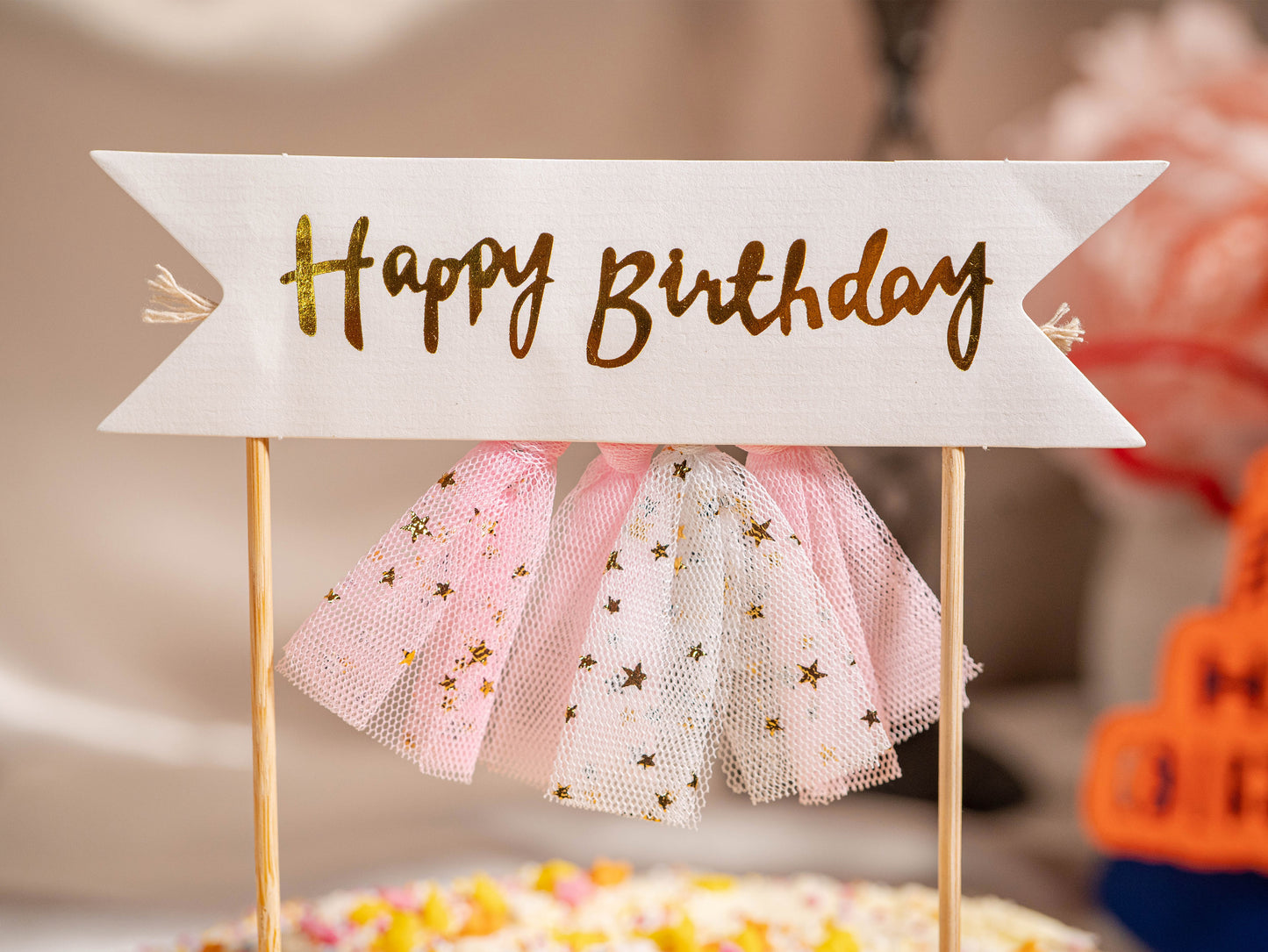 Happy Birthday Cake Topper Banner, Birthday Cake Topper Bunting Banner Flags