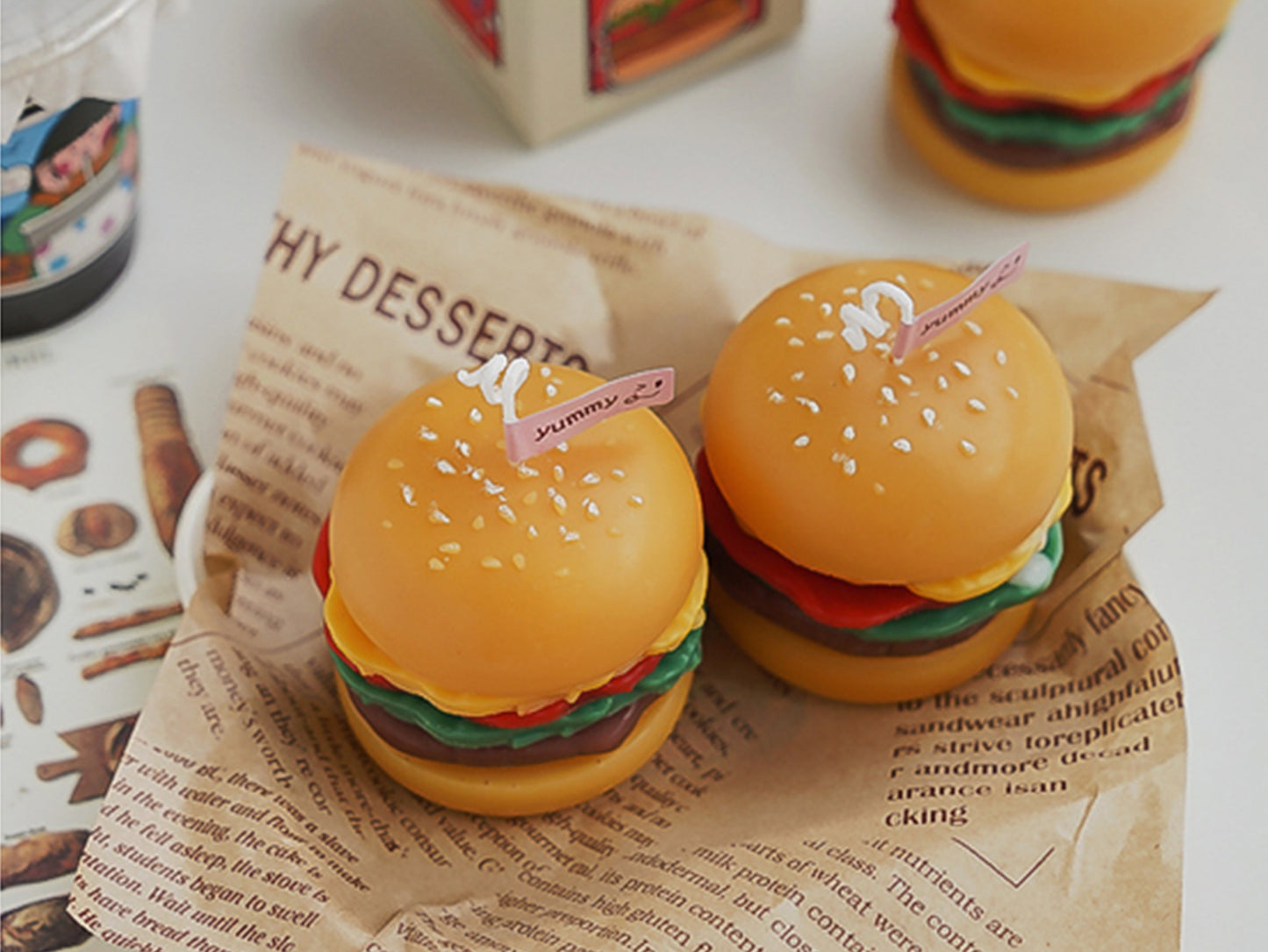 Burger Shaped Candles, Soy Wax Scented Candles