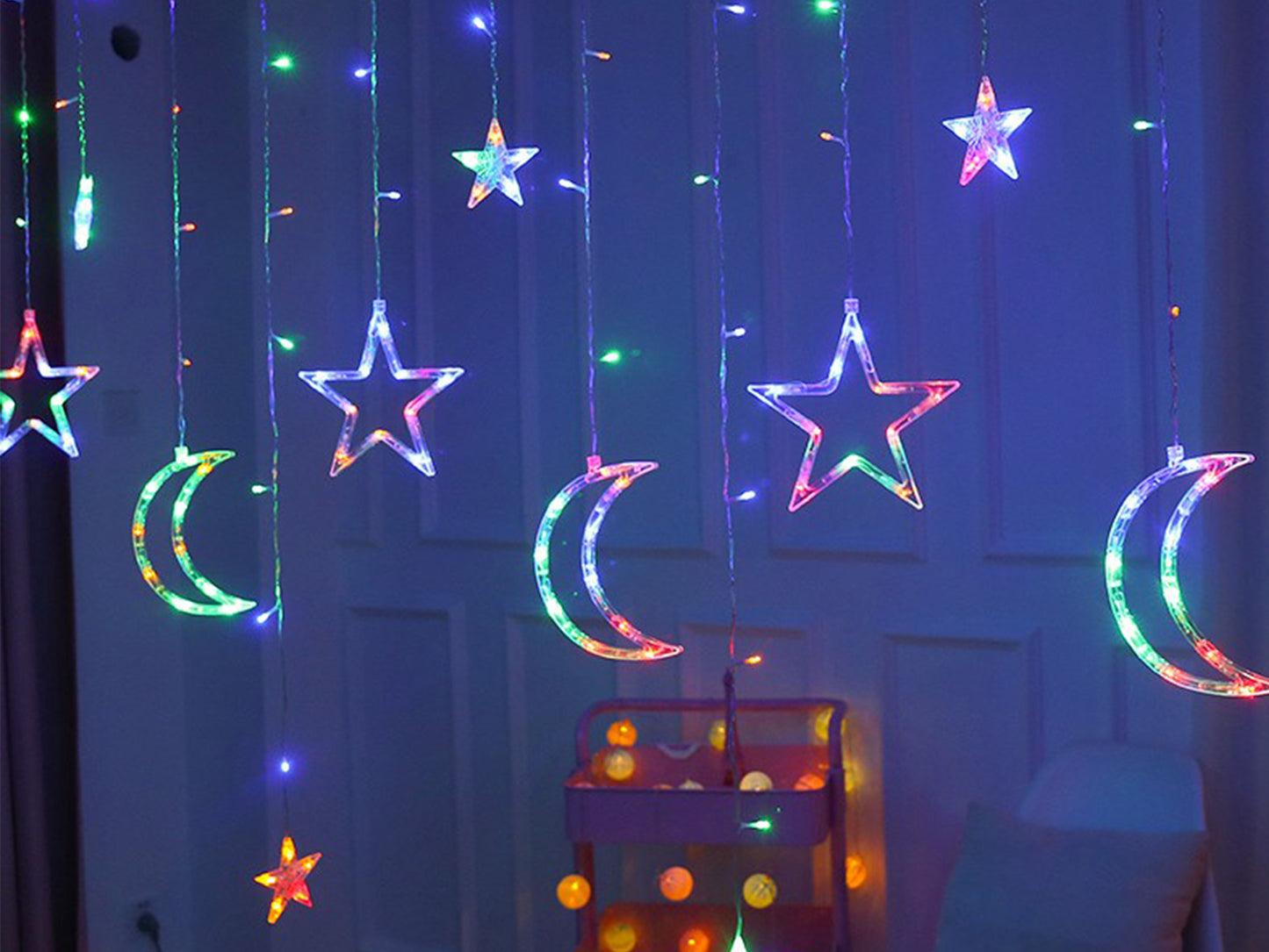 Moon and Star Fairy String Lights, Warm White Home Lights Decor, Bedroom Accessories