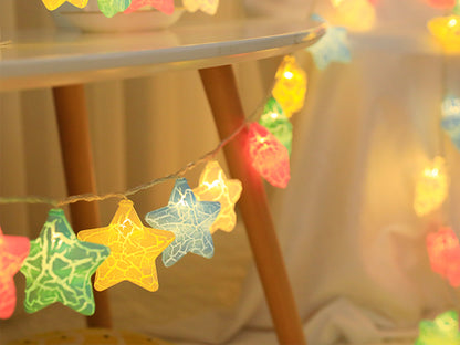 Textured Cracked Star Fairy String Lights