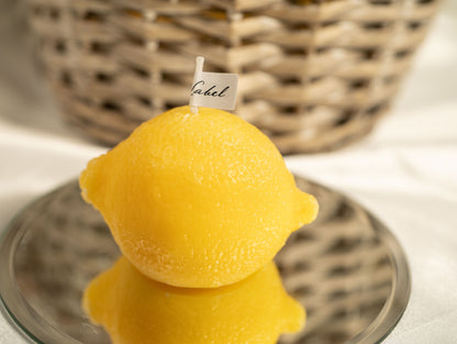 Handmade Lemon Shaped Scented Candles, Yellow Lemon Soy Wax Candles