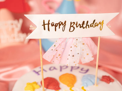 Happy Birthday Cake Topper Banner, Birthday Cake Topper Bunting Banner Flags