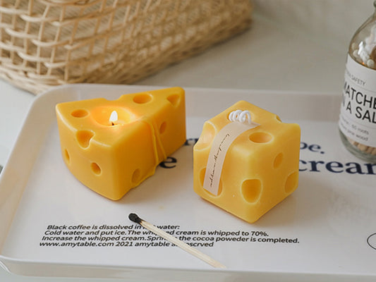 Handmade Cheese Shaped Scented Candles, Cheese Soy Wax Candle