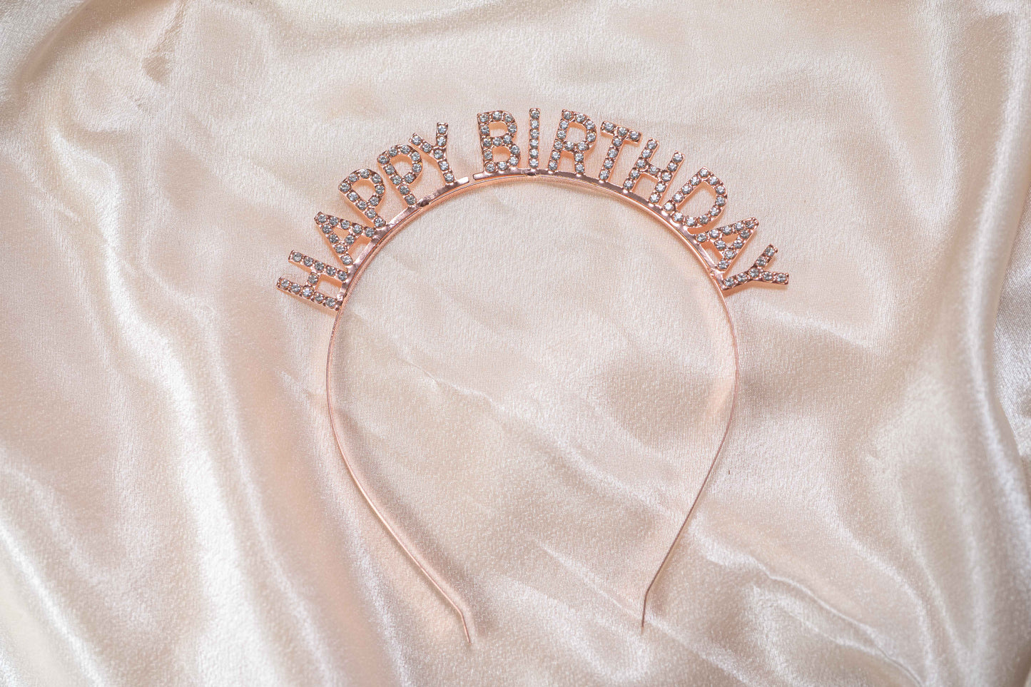 Rose Gold Rhinestone Shining Birthday Headband, Birthday Letter Glitter Crown Hairband