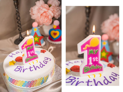 1st Birthday Candles, Number 1 Sprinkle Candle, Numeral Age Candle