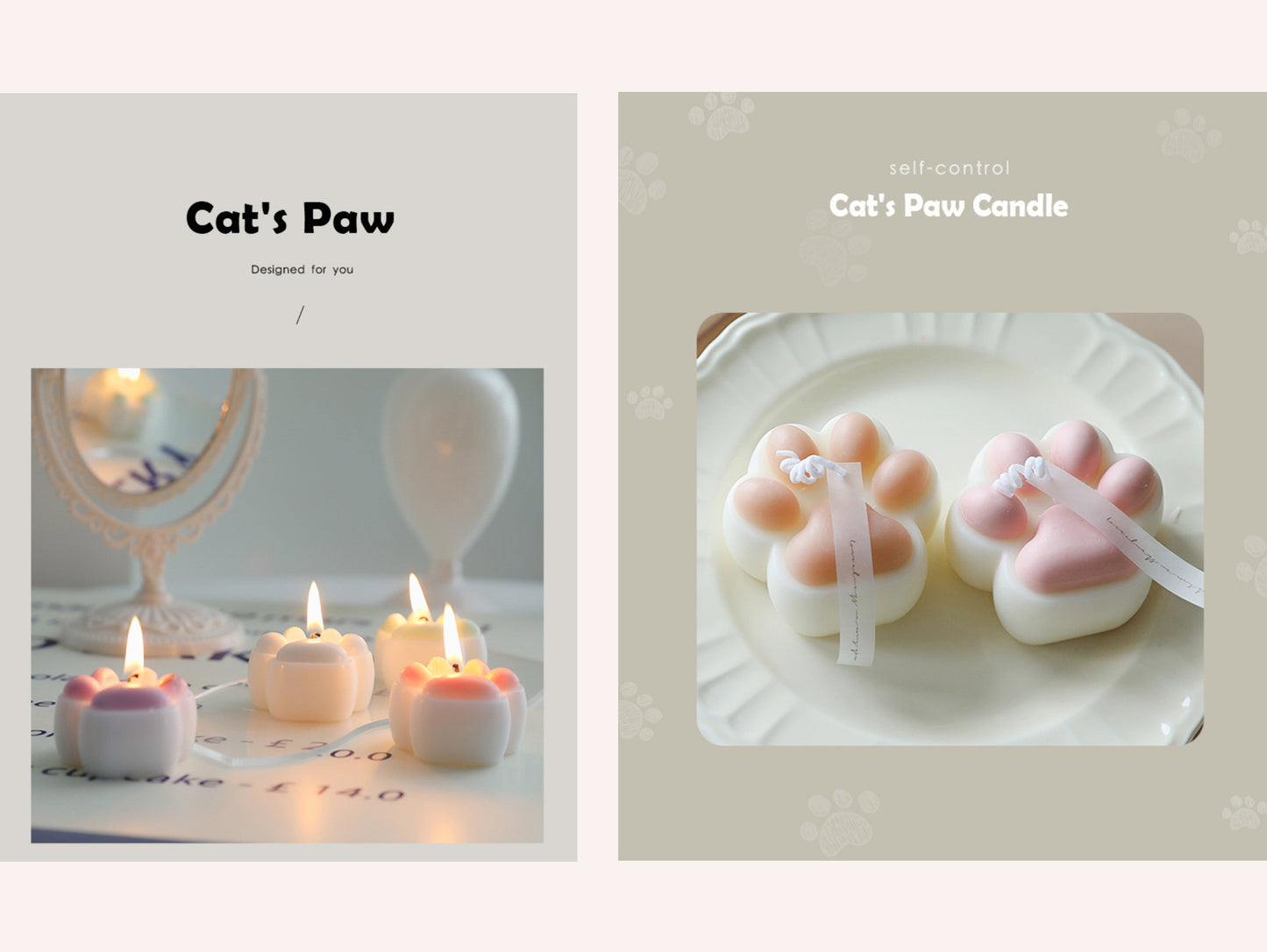 Handmade Cat Paw Shaped Scented Candles, Cat Paw Soy Wax Candles