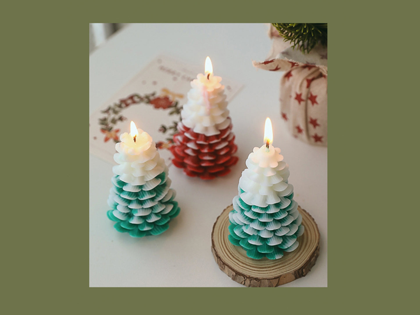 Christmas Tree Candles with Christmas Gift Box, Christmas Decorative Candles