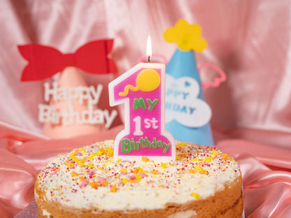 1st Birthday Candles, Number 1 Sprinkle Candle, Numeral Age Candle