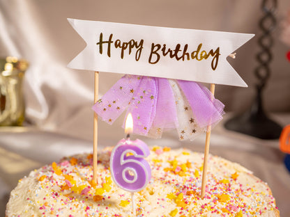 Happy Birthday Cake Topper Banner, Birthday Cake Topper Bunting Banner Flags