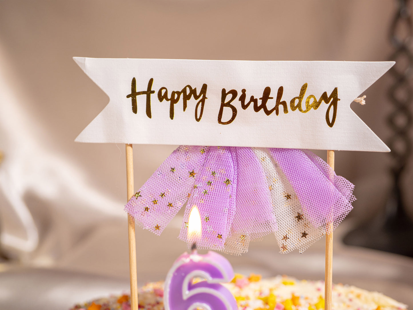 Happy Birthday Cake Topper Banner, Birthday Cake Topper Bunting Banner Flags