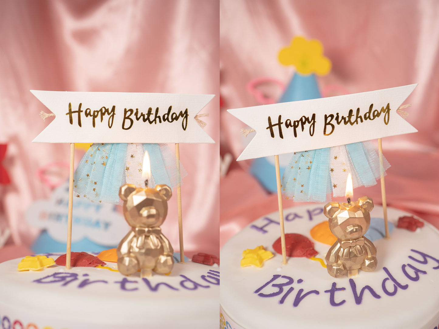 Happy Birthday Cake Topper Banner, Birthday Cake Topper Bunting Banner Flags