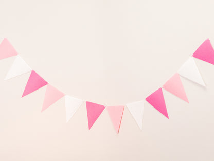 Pink White Party Banner, Macaron Colorful Party Bunting