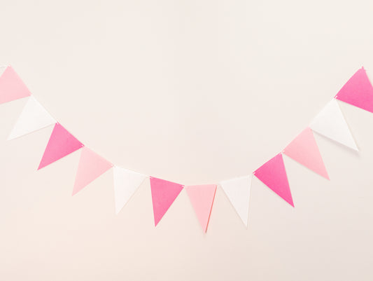 Pink White Party Banner, Macaron Colorful Party Bunting