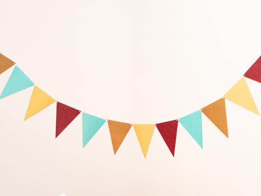 Brown Yellow Orange Blue Party Banner, Colorful Party Bunting