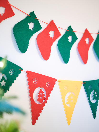 Felt Christmas Banner, Coloful Christmas Bunting