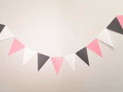 Pink Black White Party Banner, Colorful Party Bunting