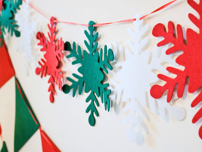 Felt Christmas Banner, Christmas Snow Bunting