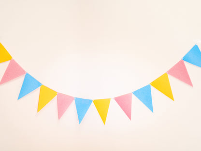 Blue Orange Pink Party Banner, Colorful Party Bunting