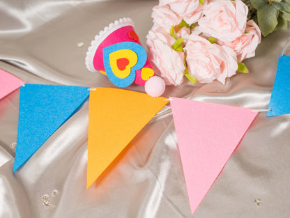 Blue Orange Pink Party Banner, Colorful Party Bunting