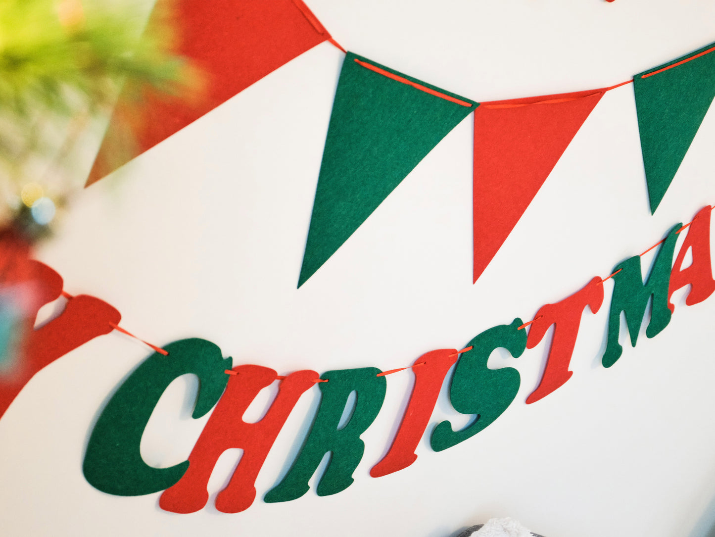 Felt Christmas Banner, Christmas Triangle Bunting