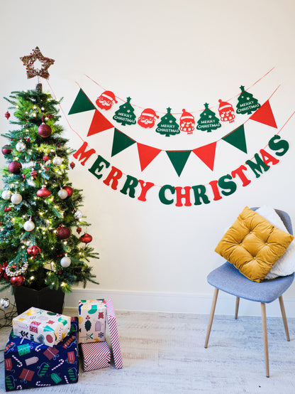 Felt Christmas Banner, Christmas Triangle Bunting