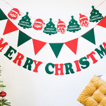 Santa Christmas Bunting, Christmas Tree Banner