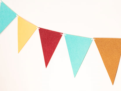 Brown Yellow Orange Blue Party Banner, Colorful Party Bunting