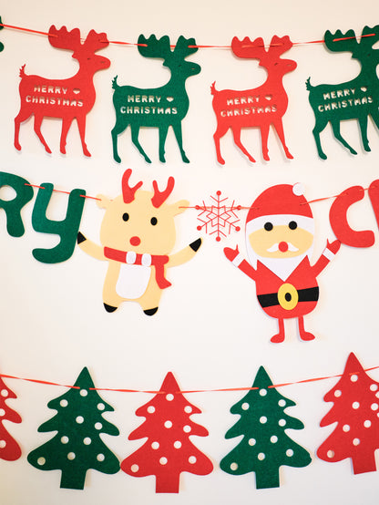 Felt Christmas Banner, Christmas Deer Bunting