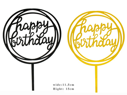 Birthday Cake Decorations, Multiple Circles Happy Birthday Letter Cake Topper