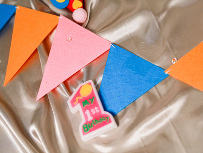 Blue Orange Pink Party Banner, Colorful Party Bunting