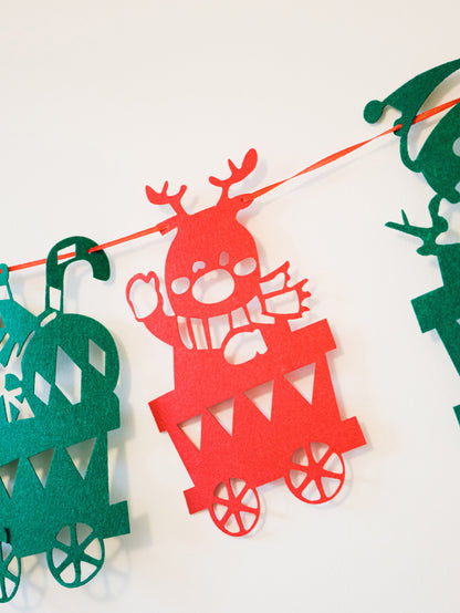 Felt Christmas Banner, Christmas Train Bunting