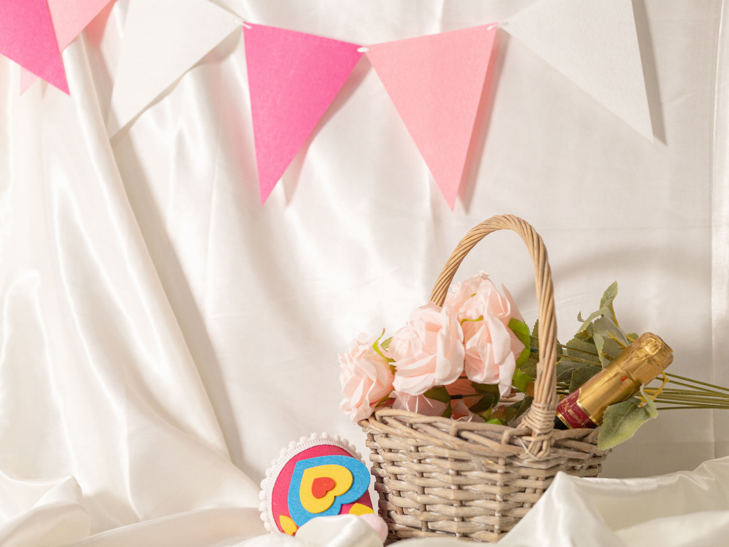 Pink White Party Banner, Macaron Colorful Party Bunting