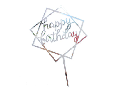 Birthday Cake Decorations, Double Square Happy Birthday Letter Cake Topper