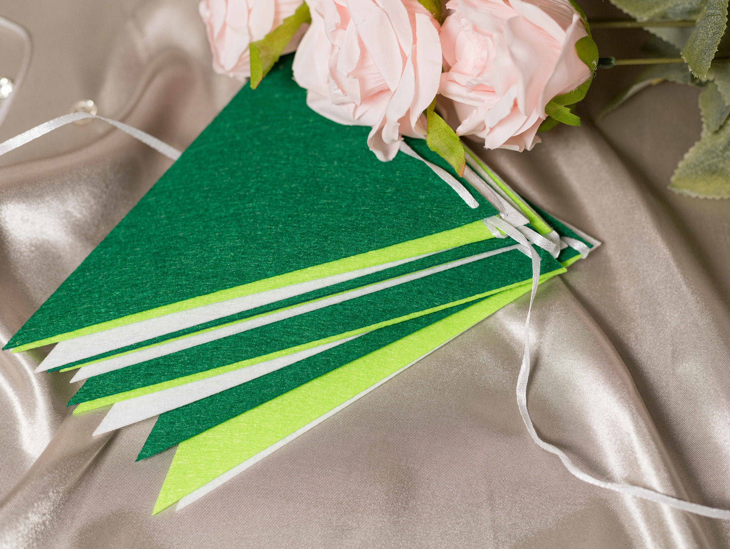 Green White Party Banner, Colorful Party Bunting