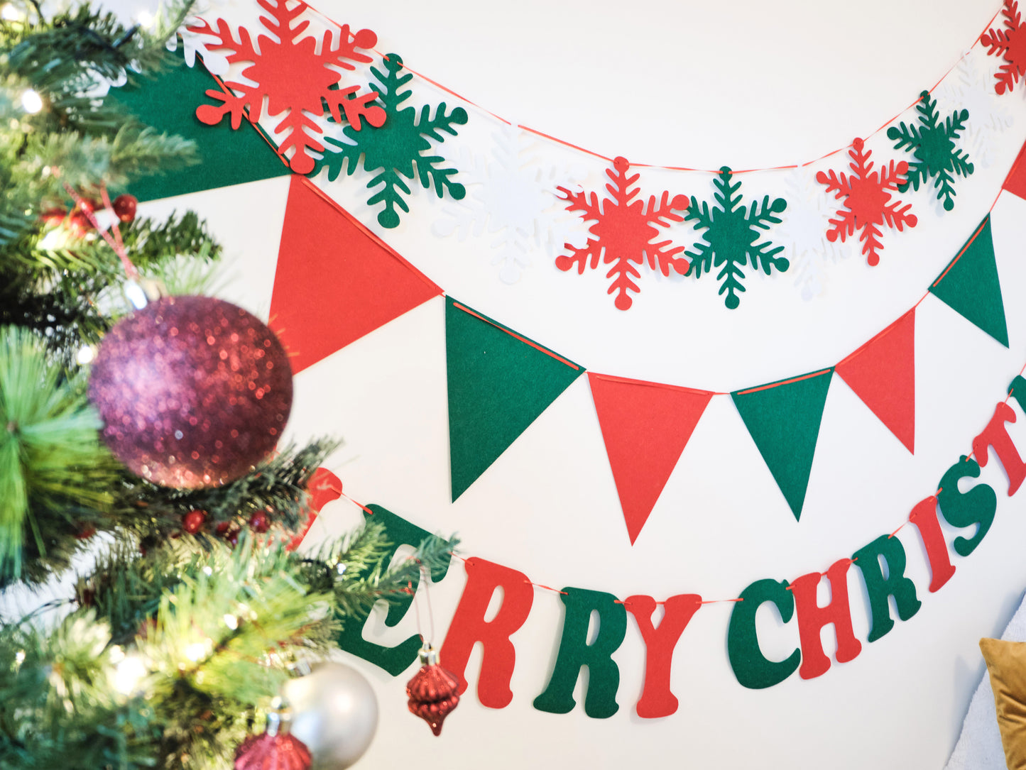 Felt Christmas Banner, Christmas Triangle Bunting