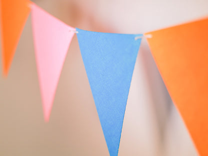 Blue Orange Pink Party Banner, Colorful Party Bunting