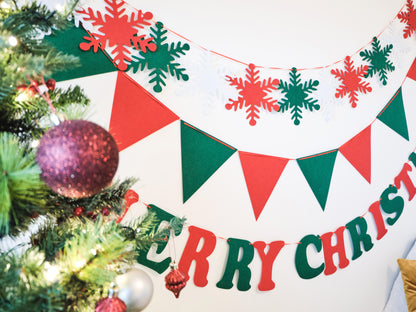 Felt Christmas Banner, Christmas Snow Bunting