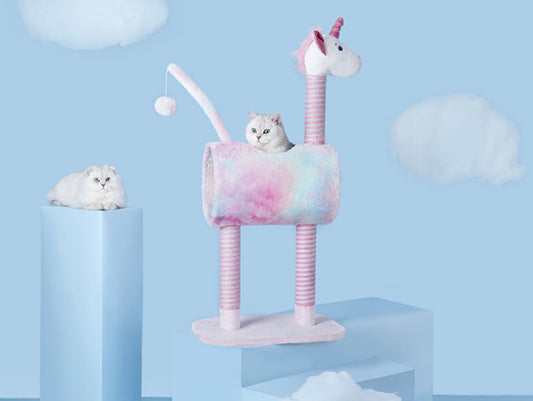 Unicorn Cat Tree, Pink Cat Tower, Cat Climbing Cando with Scratching Post