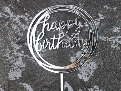 Birthday Cake Decorations, Multiple Circles Happy Birthday Letter Cake Topper