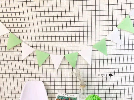 Green White Party Banner, Colorful Party Bunting