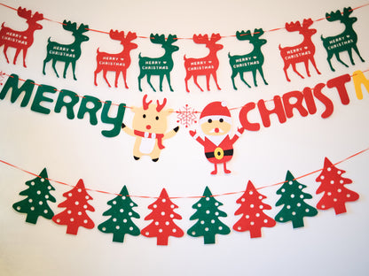 Felt Christmas Banner, Christmas Tree Bunting