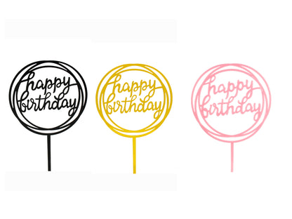 Birthday Cake Decorations, Multiple Circles Happy Birthday Letter Cake Topper