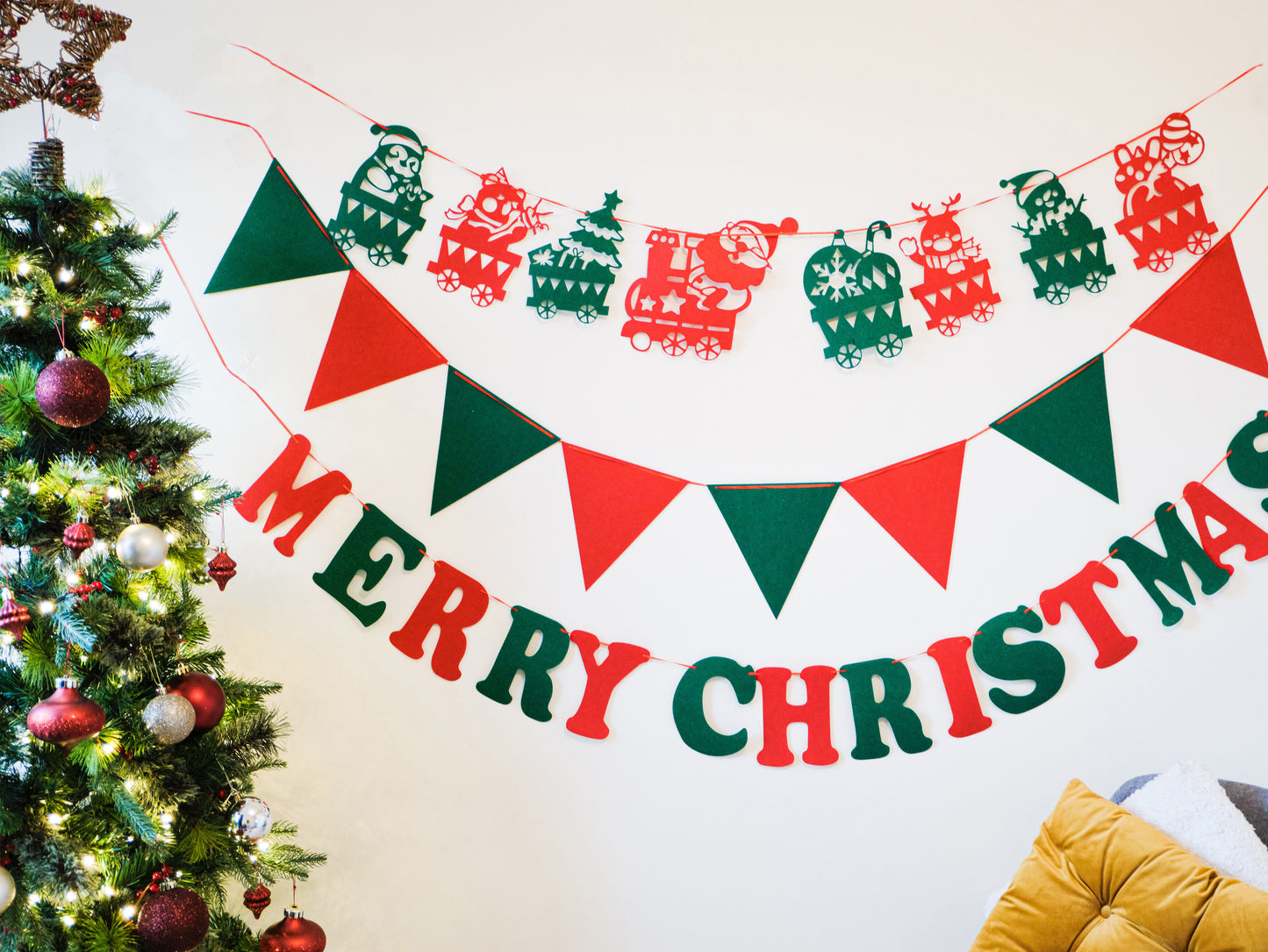 Felt Christmas Banner, Christmas Train Bunting