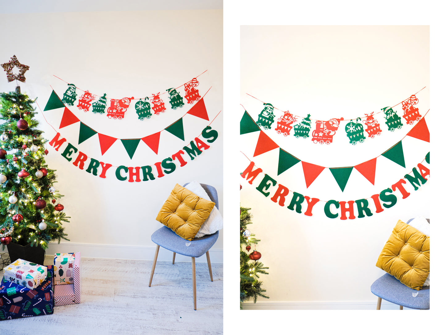 Felt Christmas Banner, Christmas Train Bunting