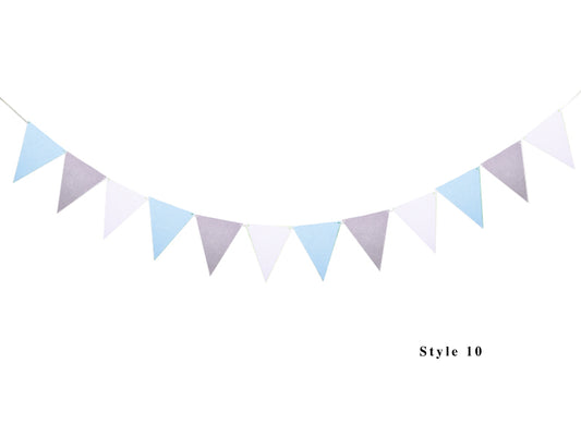 Blue Grey White Party Banner, Colorful Party Bunting