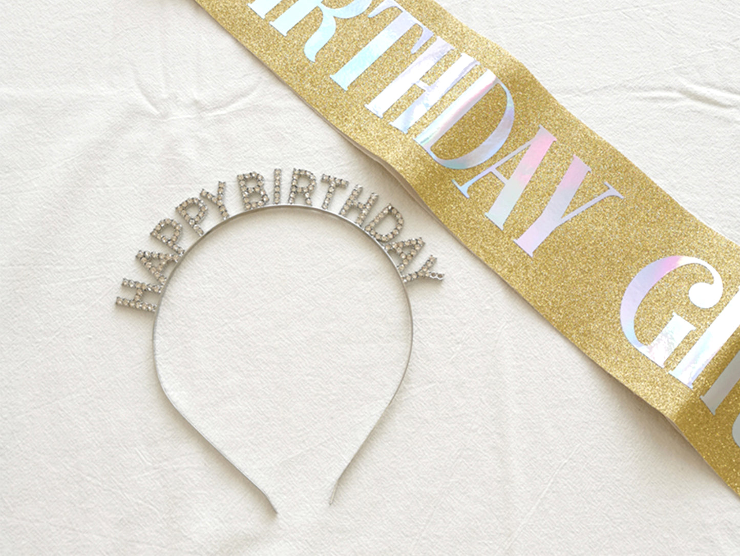 Silver Rhinestone Shining Birthday Headband, Birthday Letter Glitter Crown Hairband